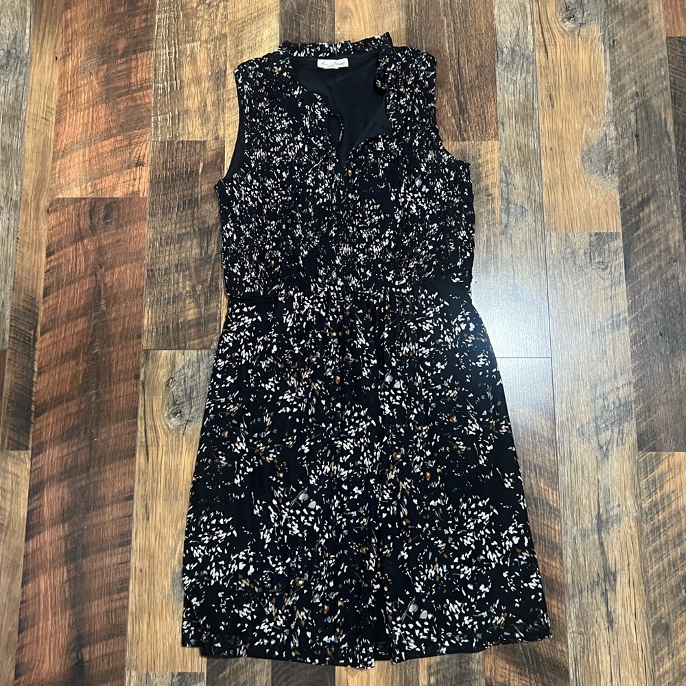Jane and Delancey Black Foral Sleeveless Mini Dress